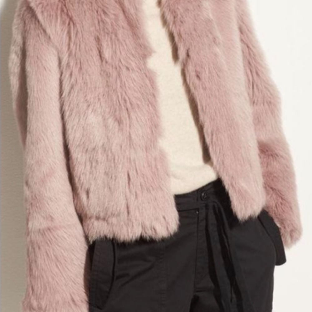 Vince lamb sheering reversible jacket (pink, size S, NWT)